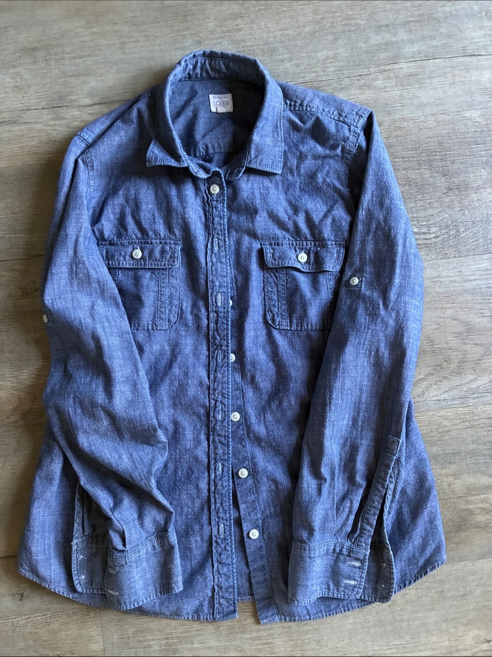 J. Crew Chambray Button-Up Perfect Shirt in Blue